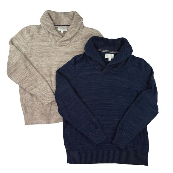 Sun+Stone Lot of 2 Mens Shawl Collar Sweater Chunky Knit Pullover Tan Blue XL - Picture 4 of 10